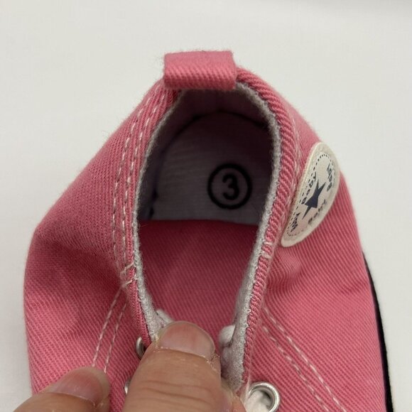 Infant Classic Canvas Baby Girl Crib Shoes Soft Sole Size 3 Shower Gift 12 Month - Picture 8 of 9